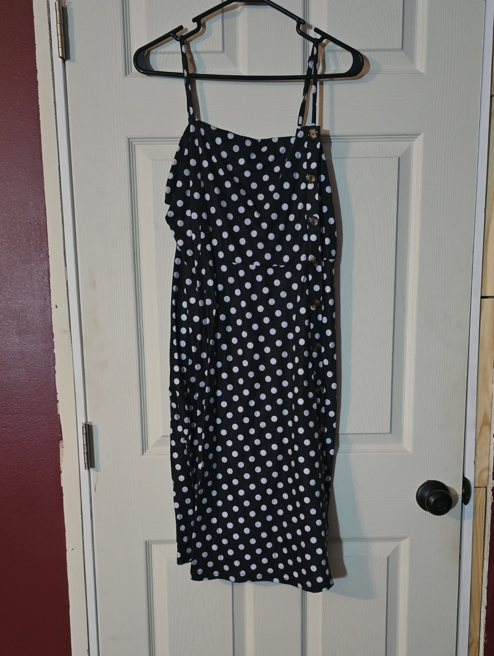 Black Polka Dot Spaghetti Strap Midi Dress